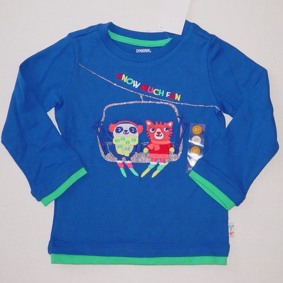 NWT Gymboree 2T or 3T top jeans Color Happy blue snow much fun set outfit - Picture 2 of 10